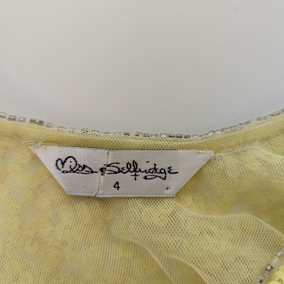 Miss Selfridge beaded top Size 4 Yellow and faded silver beads - Picture 3 of 5